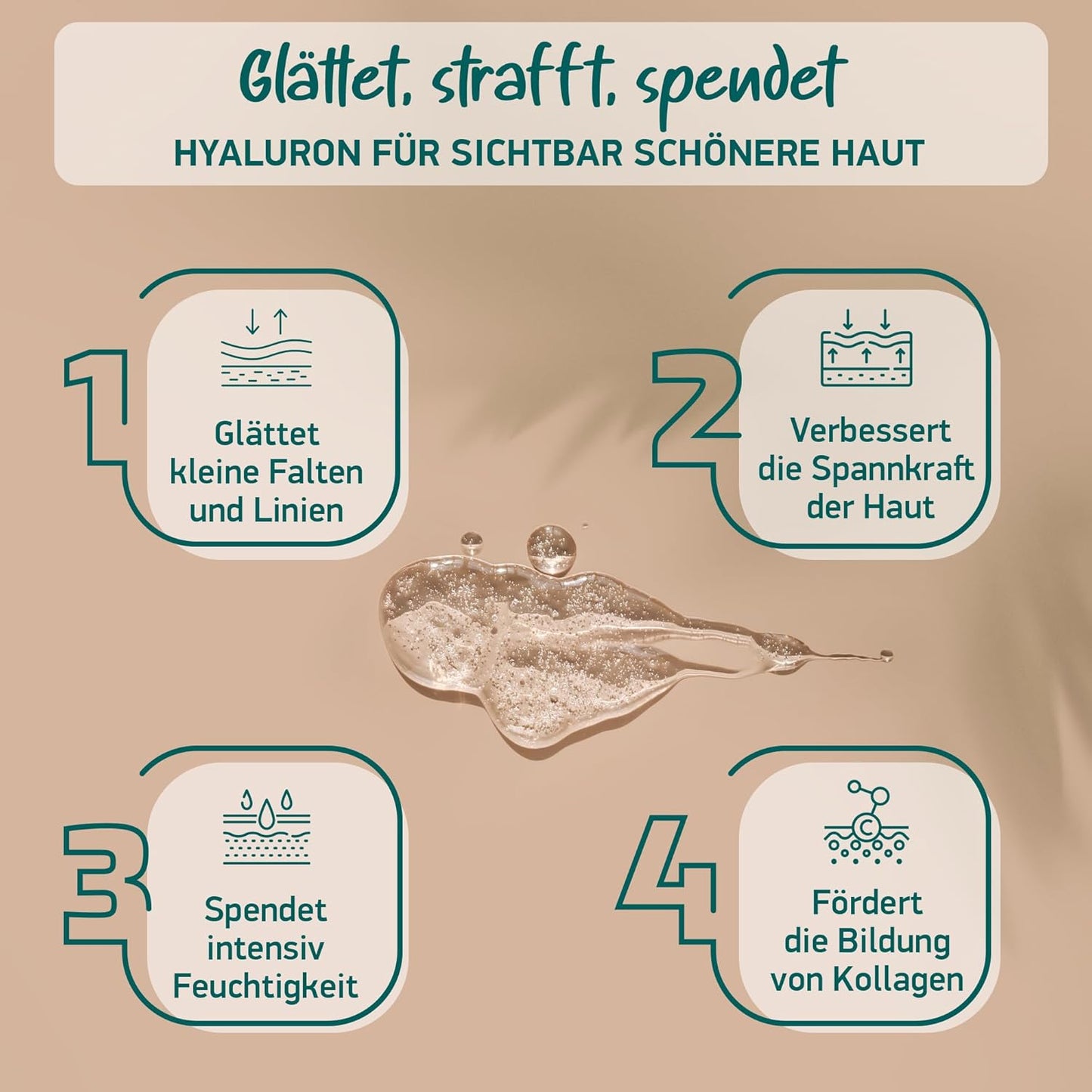 Bio Hyaluron Serum Hochdosiert - Beste Hyaluronsäure (Oligo) - 8-Fach Anti-Falten-Komplex- Mit 4 Hyalurongrößen - Frei Von Alkohol & Parfüm 100Ml - Hyaluronsäure Serum Made in Germany.