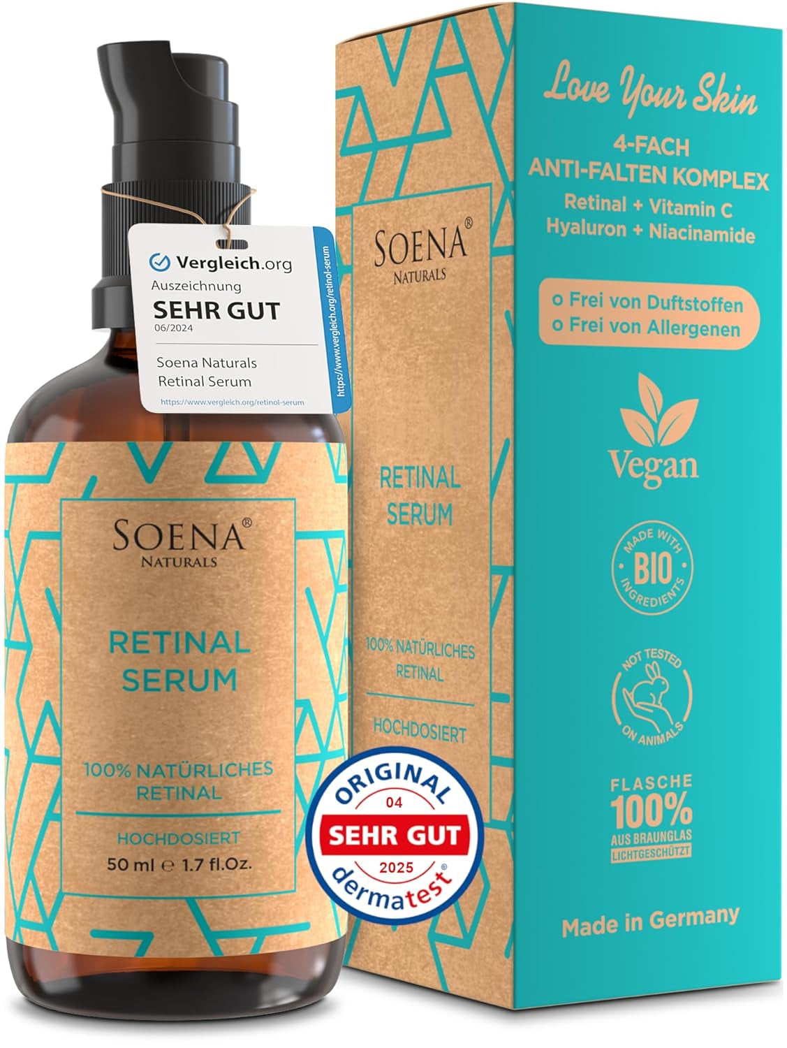 Bio Hyaluron Serum Hochdosiert - Beste Hyaluronsäure (Oligo) - 8-Fach Anti-Falten-Komplex- Mit 4 Hyalurongrößen - Frei Von Alkohol & Parfüm 100Ml - Hyaluronsäure Serum Made in Germany.
