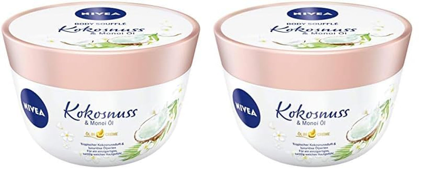 NIVEA Body Soufflé Kokosnuss & Monoi Öl (200 Ml), Körperpflege Für 24H Feuchtigkeit, Lotion Für Trockene Und Sehr Trockene Haut